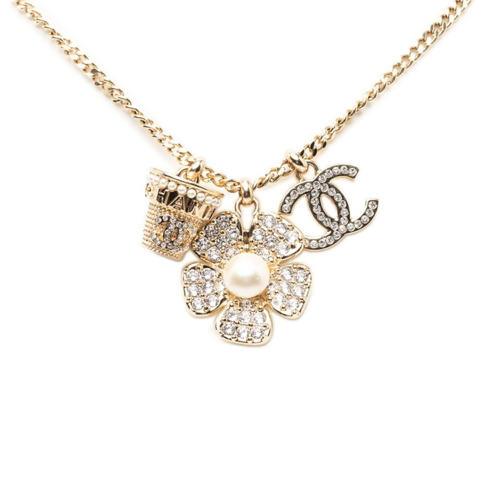 CHANEL Gold Pearl Logo Necklace - Picture 1 of 5